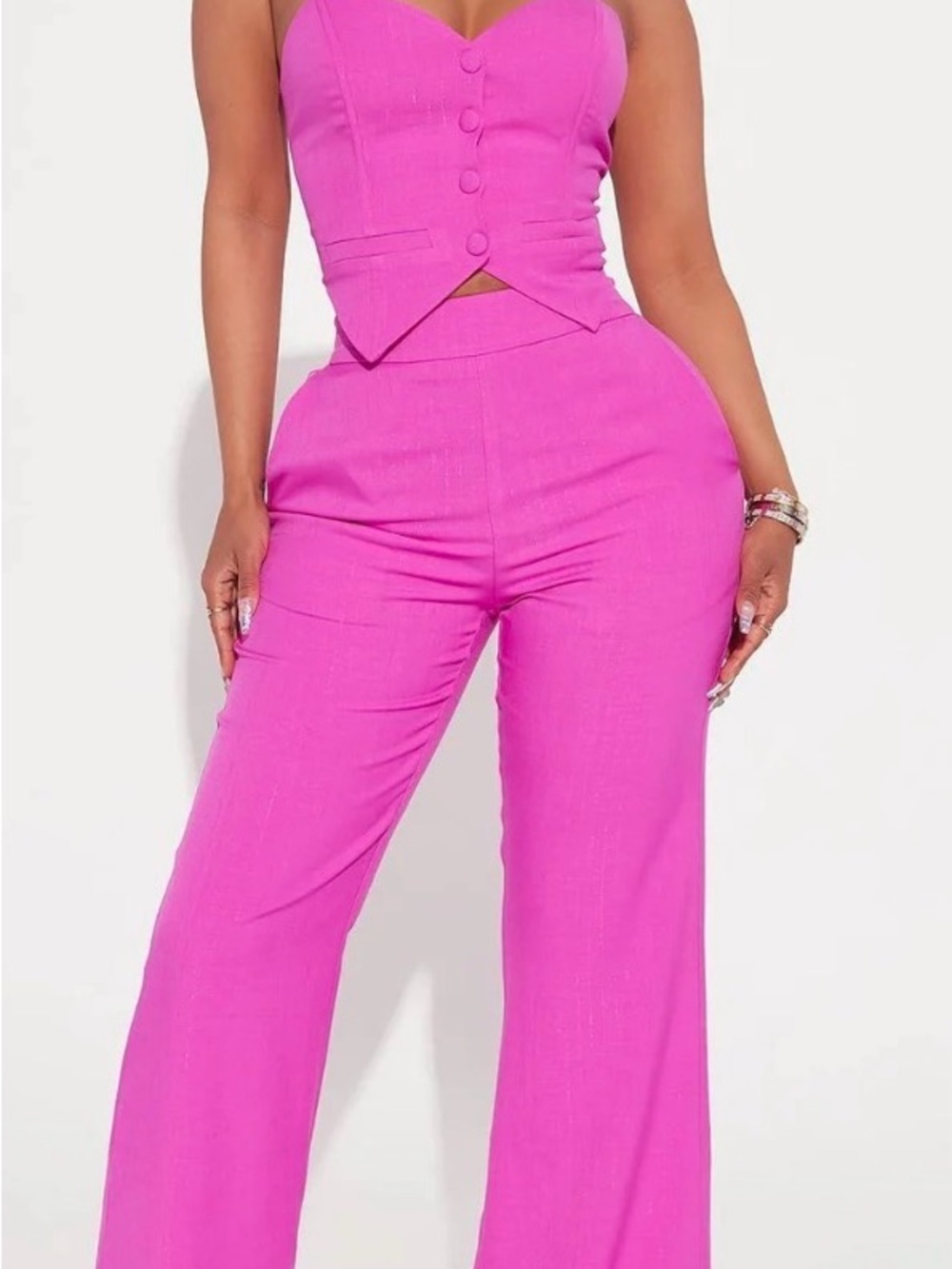 Amelia Two Piece Pant Suit - Fuchsia
